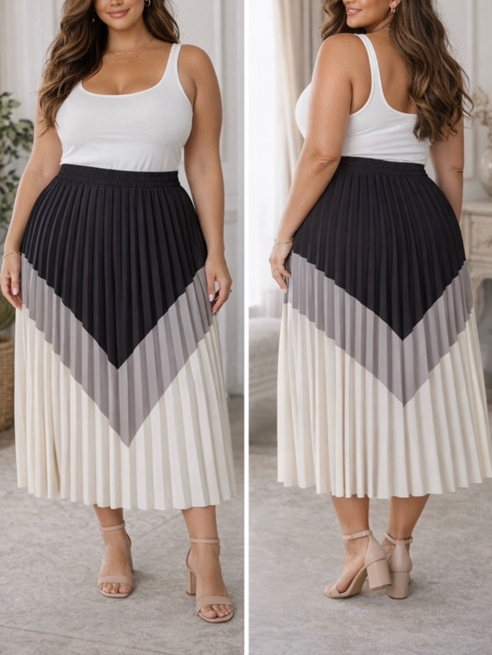 NWOT Max Studio Colorblock Pleated Maxi Skirt – Size XL